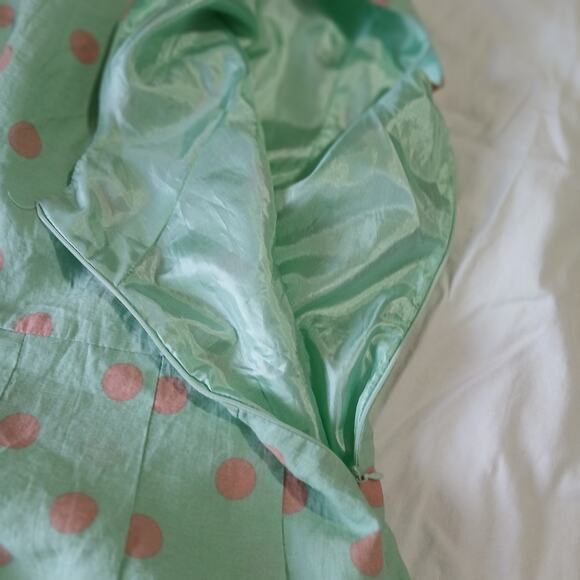 Sweet Miss Large Mint Green & Pink Polka Dot Fit and Flare Dress sz Large - Picture 10 of 13